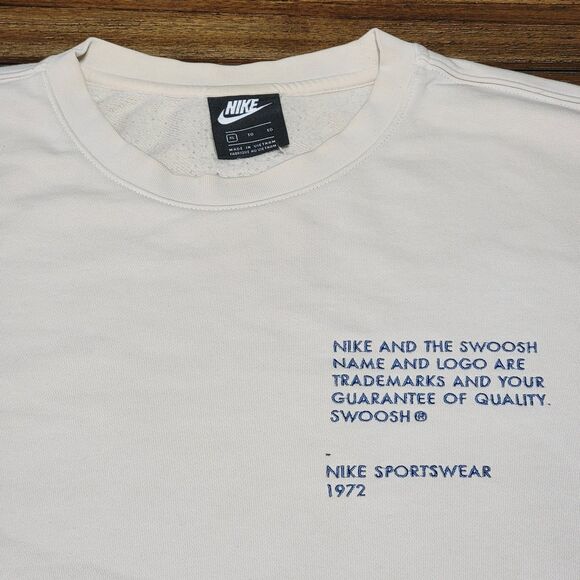 Nike LS White Crewneck Oversized Sweatshirt "Trademark Swoosh" - Size XL - Picture 2 of 6